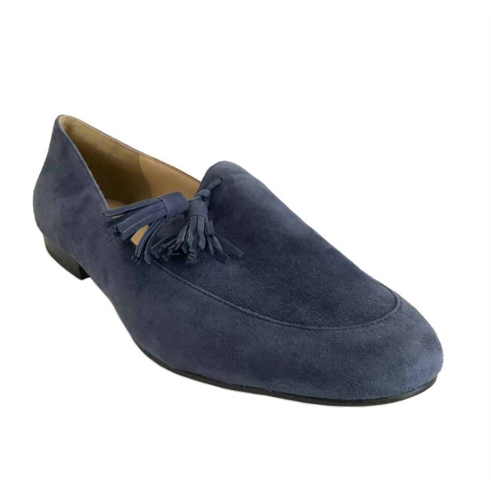 Lands' End Suede Slip On Loafers Tassel Front Blue 9